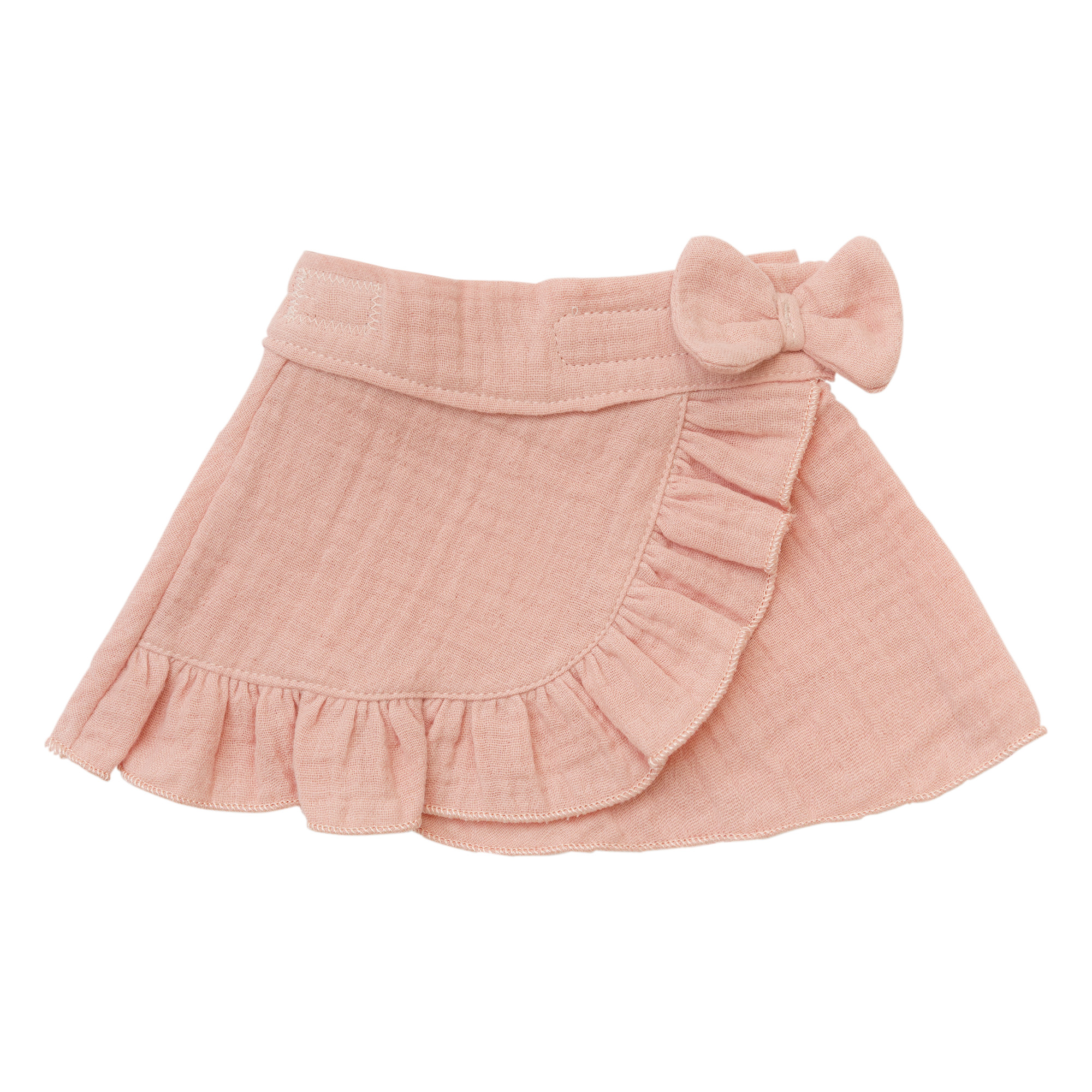 Doll wrap skirt with ruffled top made of 100% organic cotton, blush, 2 pieces, size 28-35 cm