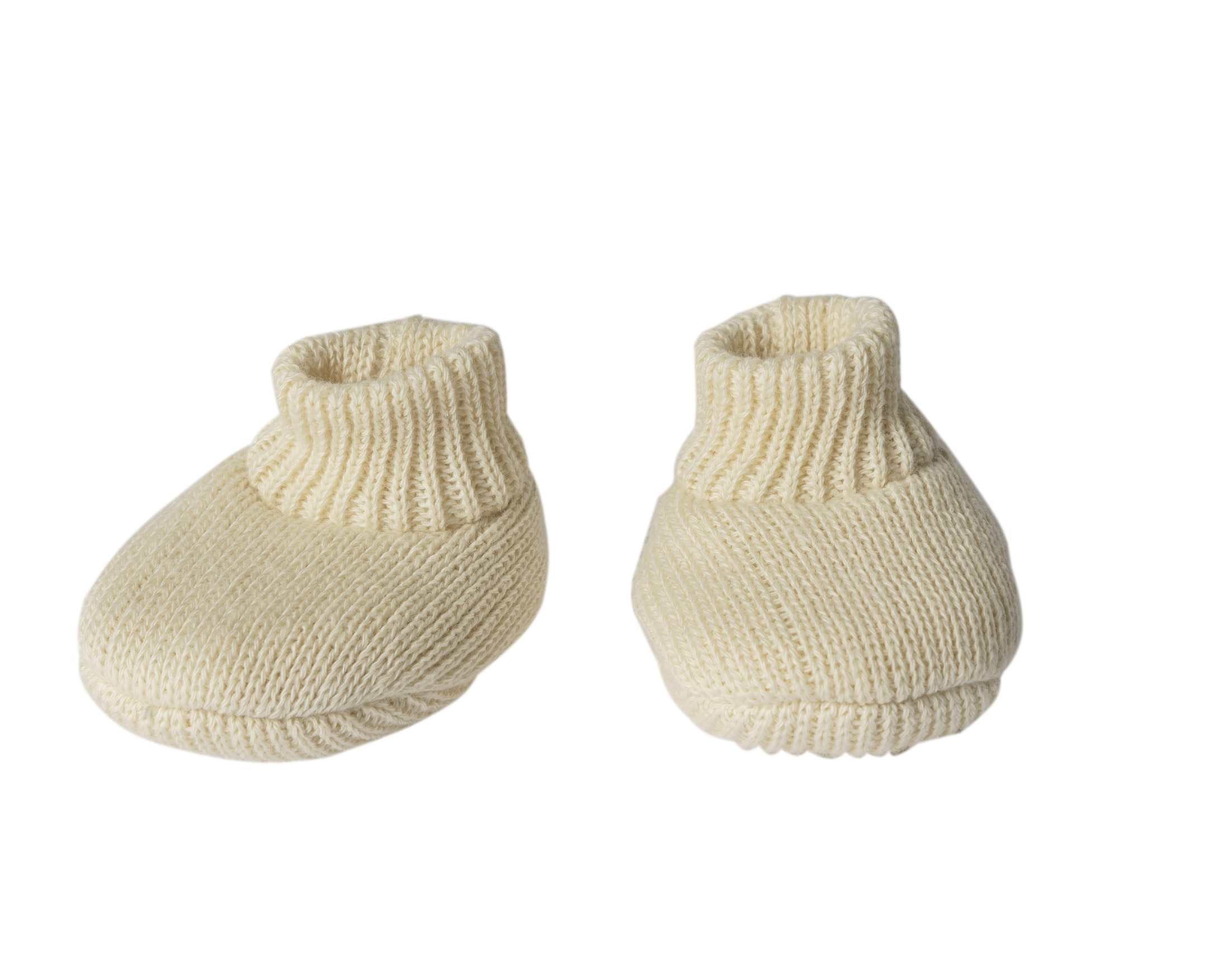 Puppen-Strickset mit Bommelmütze und Strickschuhen aus 100 % Bio-Baumwolle, ecru, 2-teilig, Gr. 28-35 cm