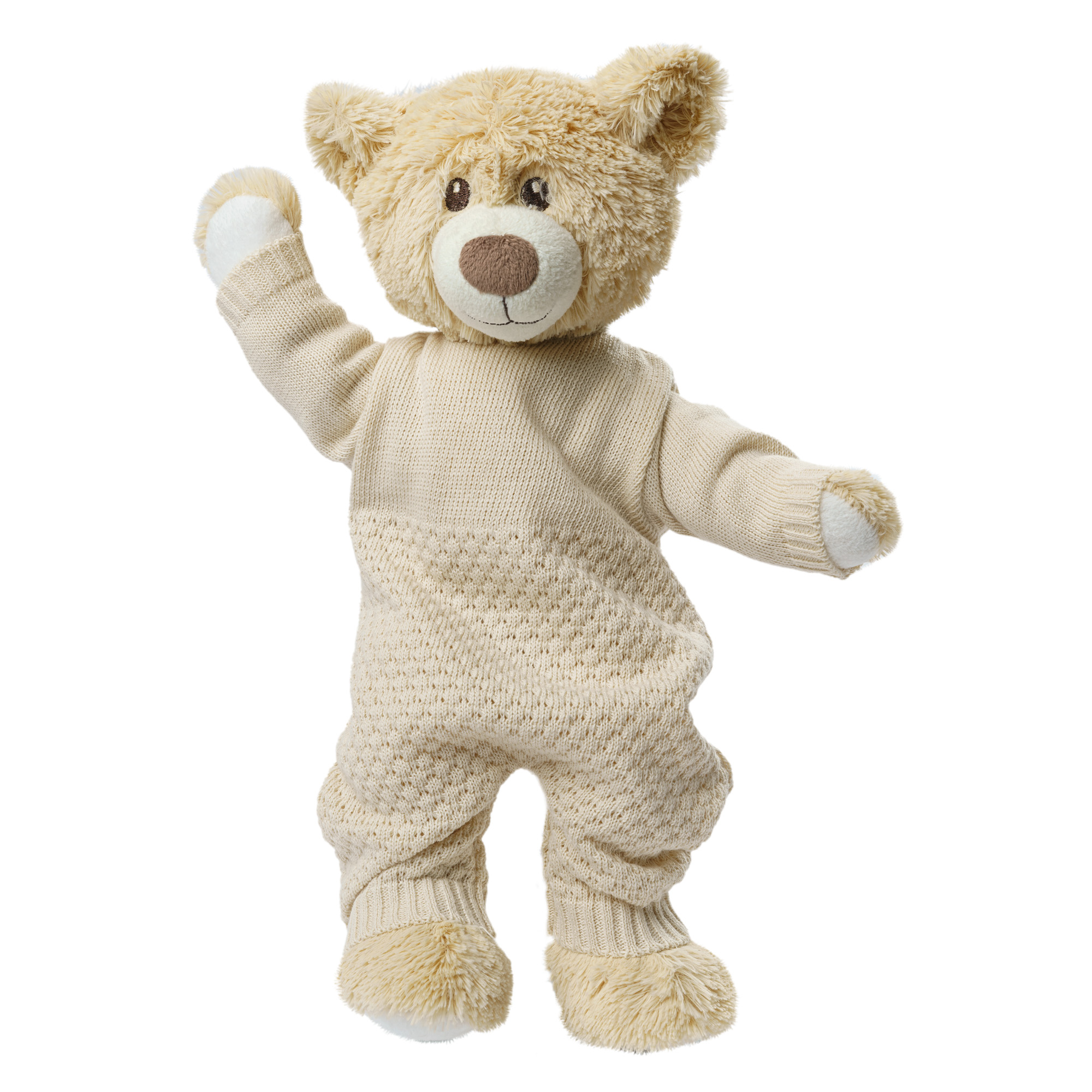 Knitted doll romper made of 100% organic cotton, ecru, size 28-35 cm