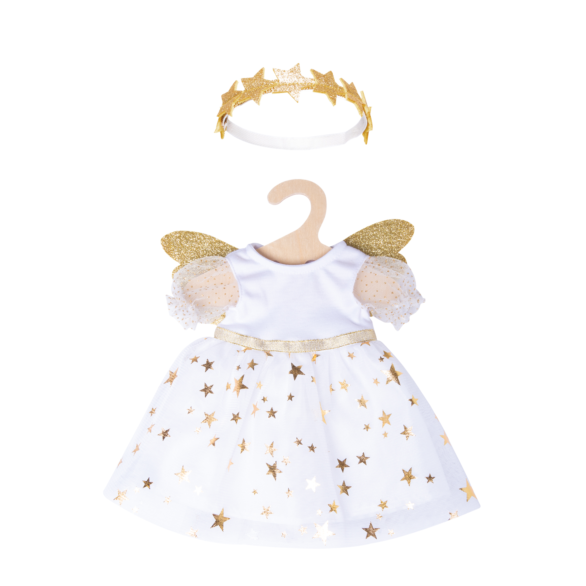 Kleid "Schutzengel" mit Sternen-Haarband, Gr. 35-45 cm