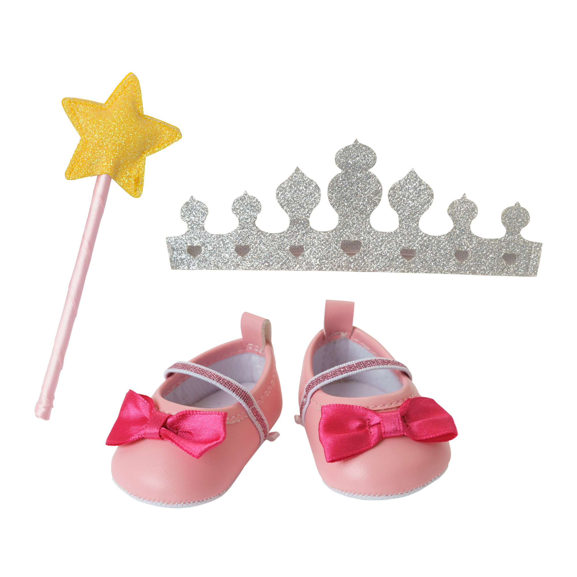 Doll accessory set "Princess Lillifee", 3 pieces: ballerinas, glitter crown and magic wand, size 38-45 cm