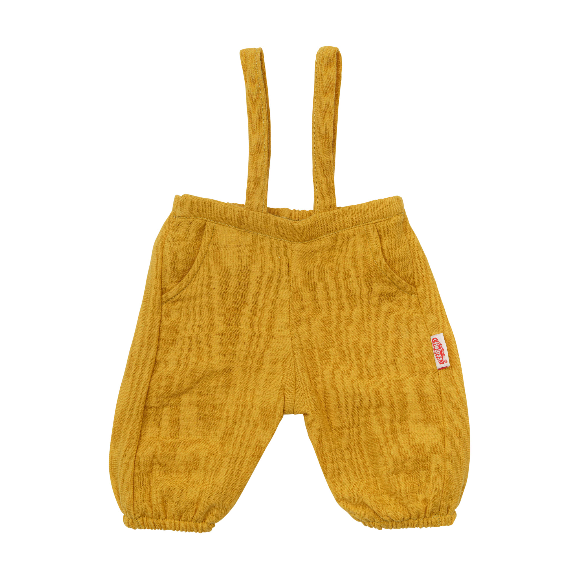 Doll dungarees made of 100% organic cotton, honey yellow, with white shirt, 2 pieces, size 35-45 cm