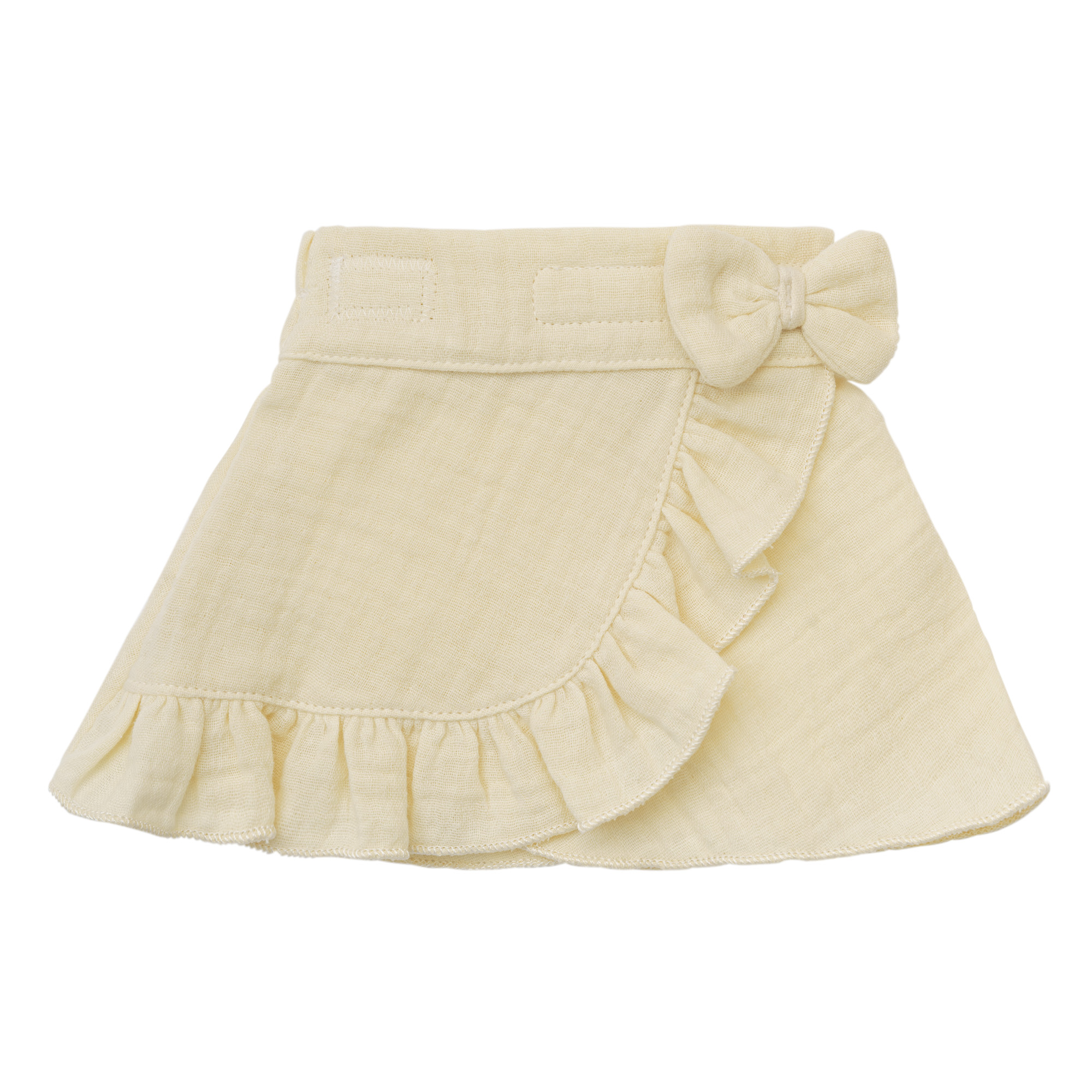 Doll wrap skirt with ruffled top made of 100% organic cotton, ecru, 2 pieces, size 35-45 cm