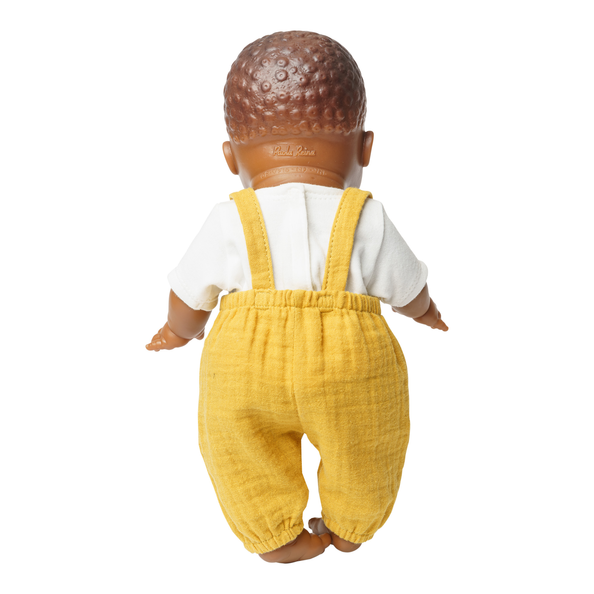 Doll dungarees made of 100% organic cotton, honey yellow, with white shirt, 2 pieces, size 35-45 cm