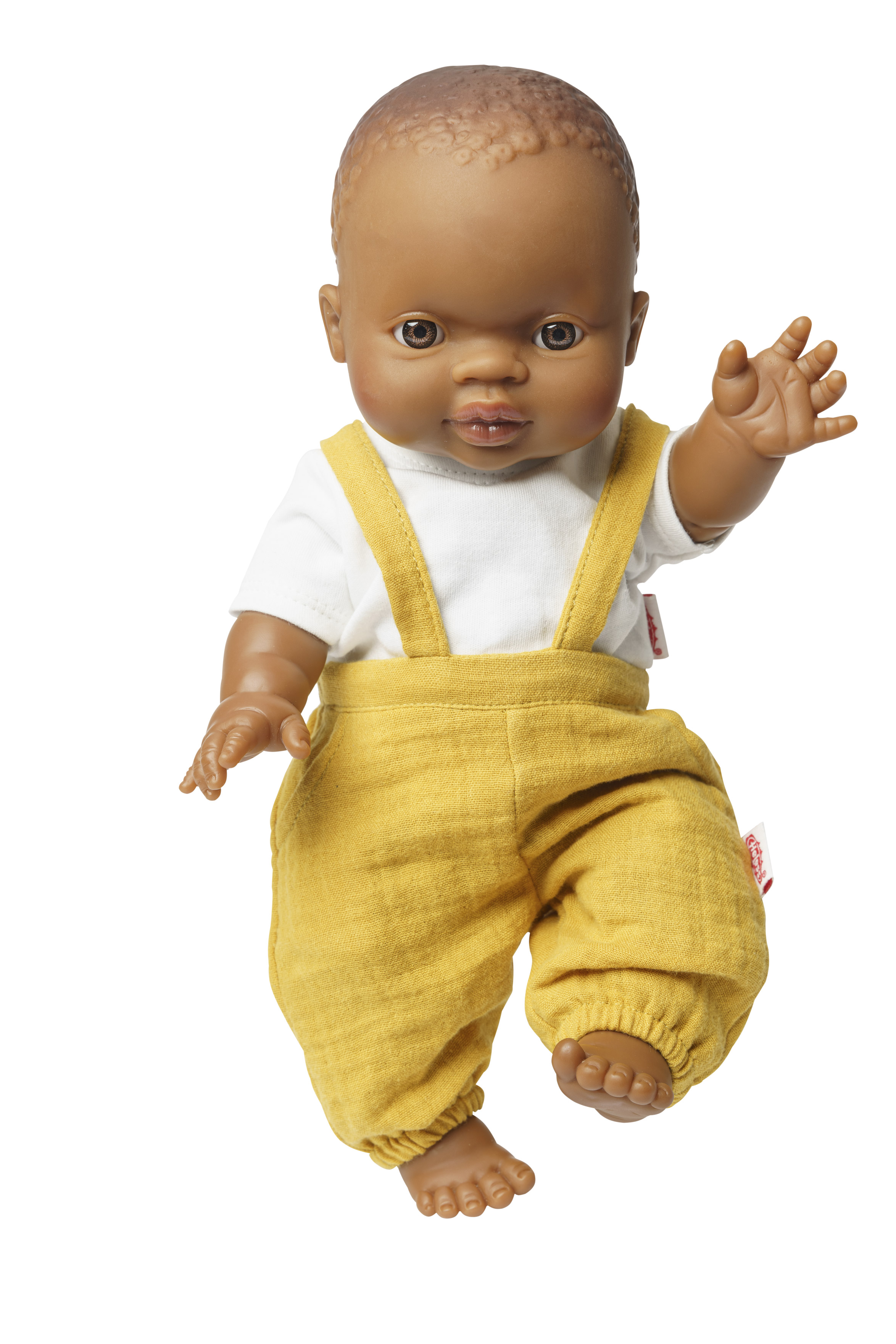 Set: Boy doll with organic dungarees, honey yellow, 34 cm
